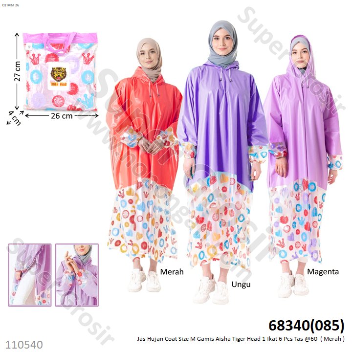 Jas Hujan Coat Size M Gamis Aisha Tiger Head 1 Ikat 6 Pcs Tas @60