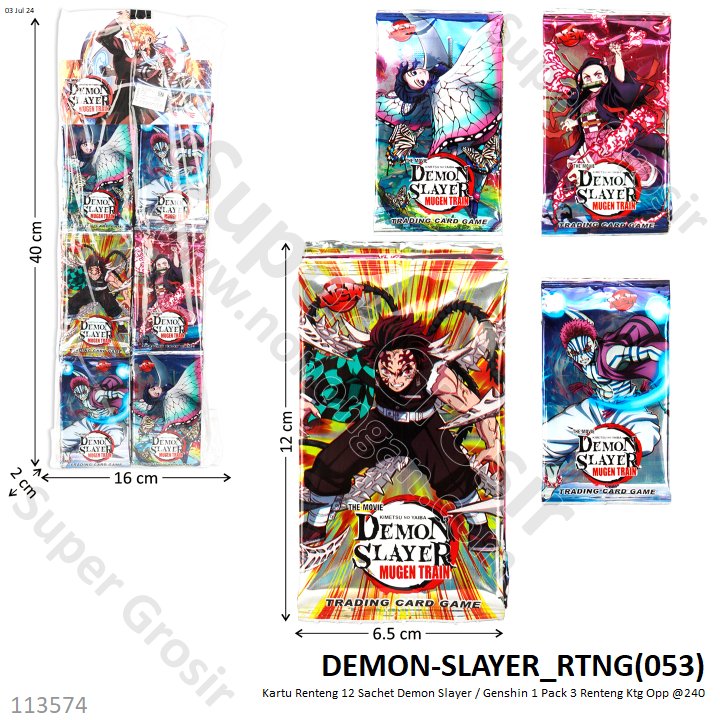 Kartu Renteng 12 Sachet Isi 8 Kartu Demon Slayer / Genshin 1 Pack 3 Renteng Ktg Opp @240
