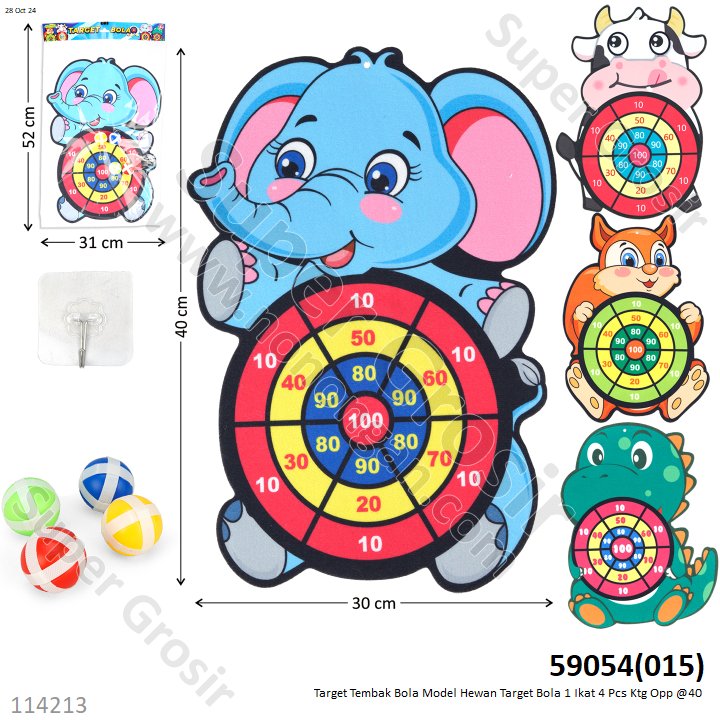 Target Tembak Bola Model Hewan Target Bola 1 Ikat 4 Pcs Ktg Opp @40