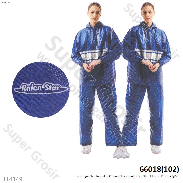 Jas Hujan Setelan Jaket Celana Blue Giant Ralen Star 1 Ikat 6 Pcs Tas @60