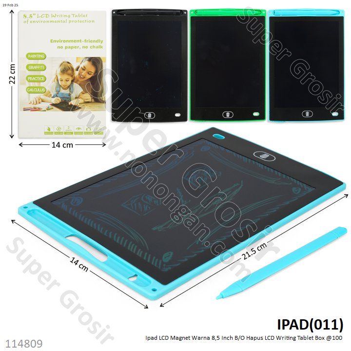 Mainan Edukasi Ipad LCD Magnet Warna 8,5 Inch B/O Hapus LCD Writing Tablet / LCD Panel 1201 Box @100
