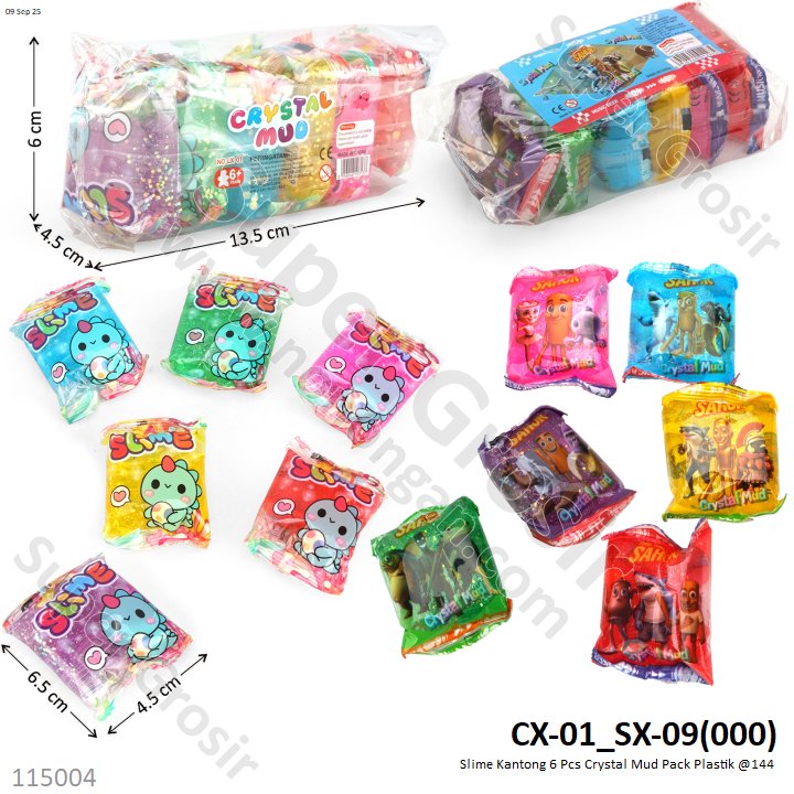Slime Kantong 6 Pcs Crystal Mud CX-01 / BLX-194 Pack Plastik @144