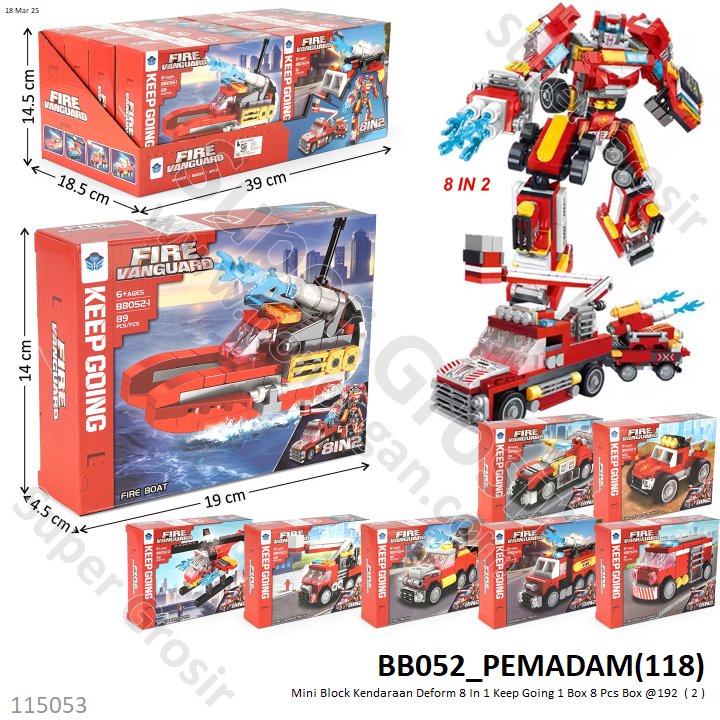 Mini Block Kendaraan Deform 8 In 1 Keep Going 1 Box 8 Pcs Box @192