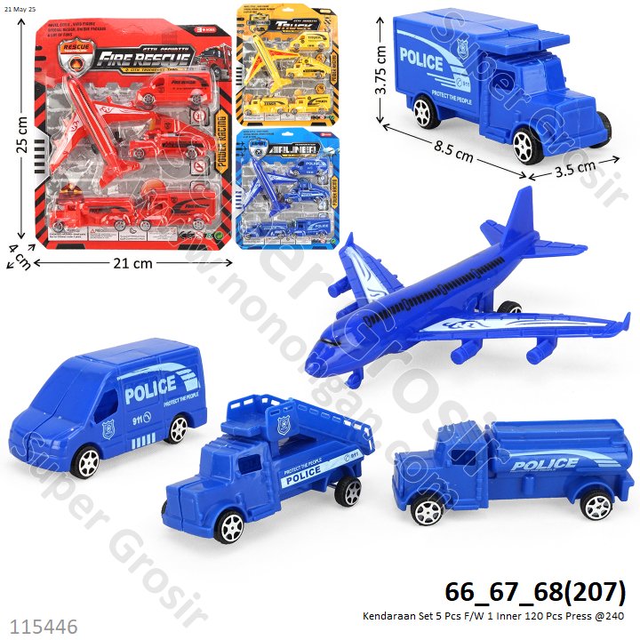 Kendaraan Set 5 Pcs F/W 1 Inner 120 Pcs Press @240