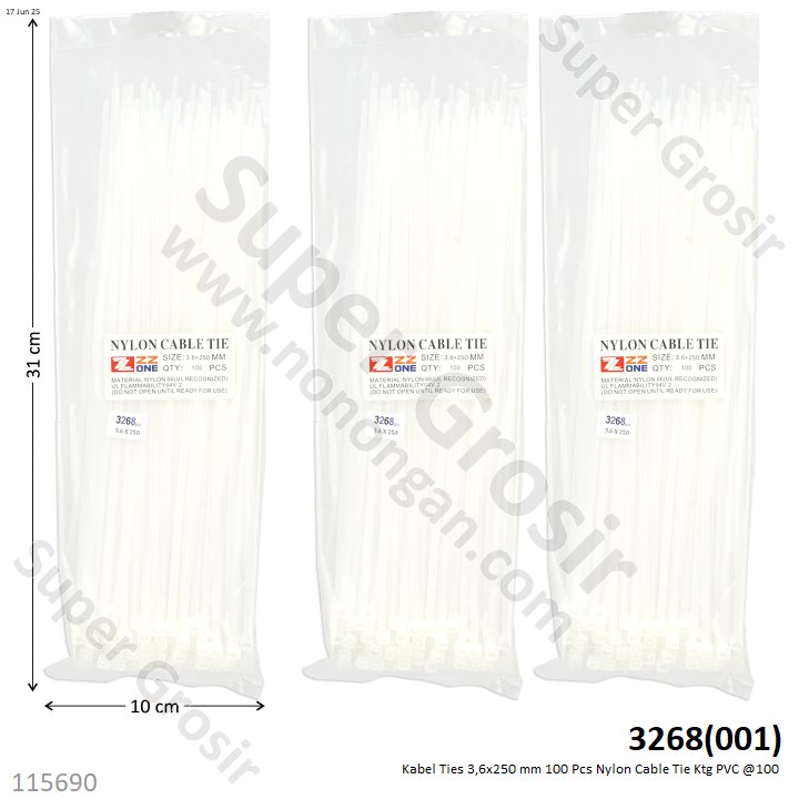 Kabel Ties 3,6x250 mm 100 Pcs Nylon Cable Tie Ktg PVC @100