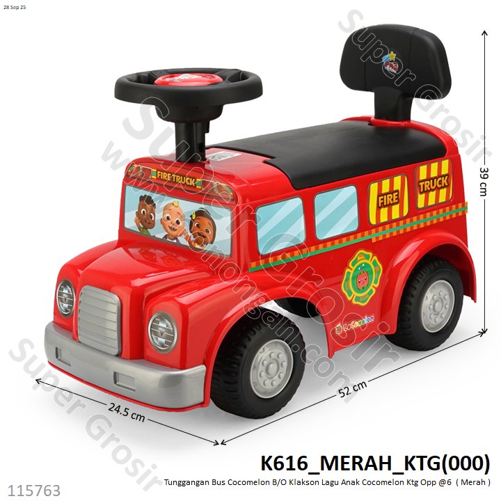 Tunggangan Bus Cocomelon Sandaran B/O Klakson Lagu Anak Cocomelon Ktg Opp @6