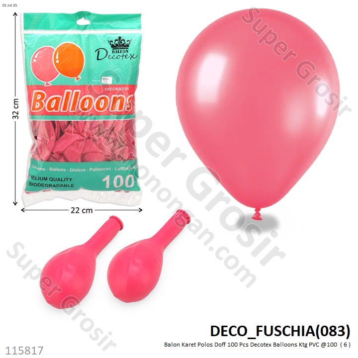 Balon Karet Polos Doff 100 Pcs Decotex Balloons Ktg PVC @100