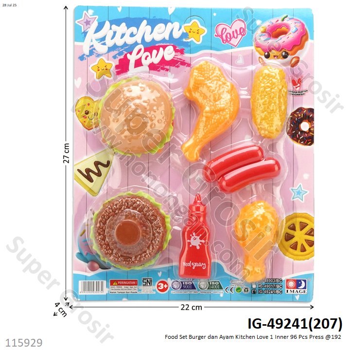 Food Set Burger dan Ayam Kitchen Love 1 Inner 96 Pcs Press @192