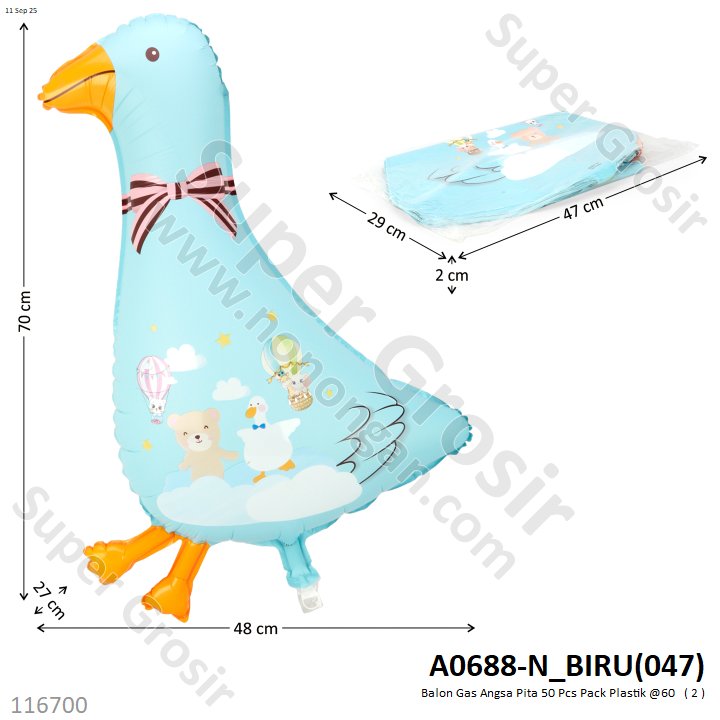Balon Gas Angsa Pita 50 Pcs Pack Plastik @60 
