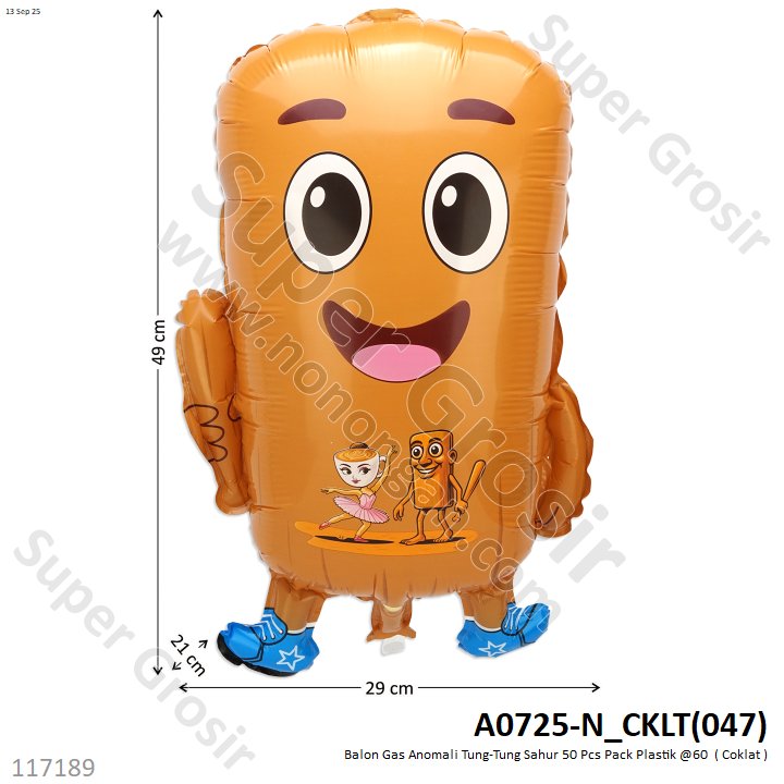 Balon Gas Anomali Tung-Tung Sahur 50 Pcs Pack Plastik @60