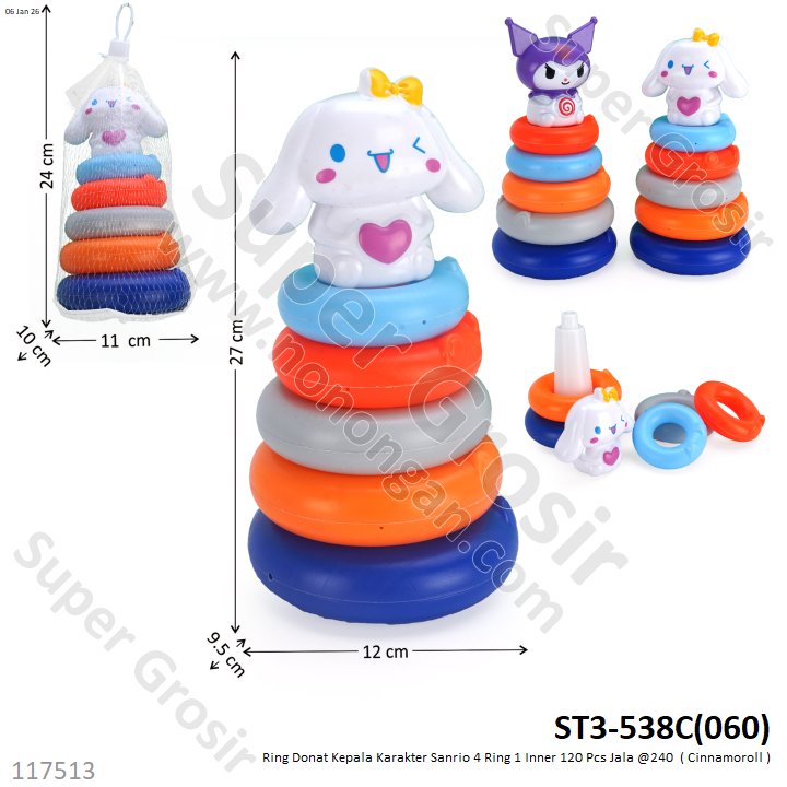 Ring Donat Kepala Karakter Sanrio 4 Ring 1 Inner 120 Pcs Jala @240