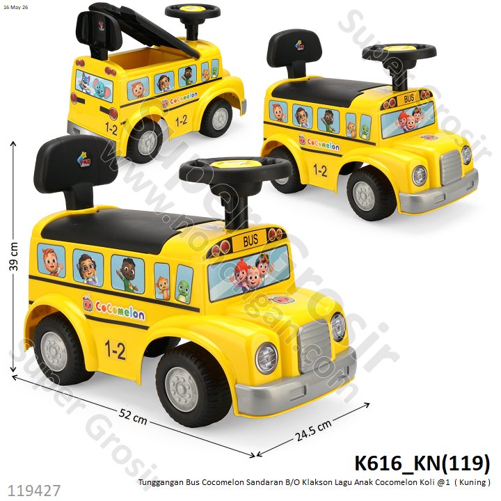 Tunggangan Bus Cocomelon Sandaran B/O Klakson Lagu Anak Cocomelon Koli @1
