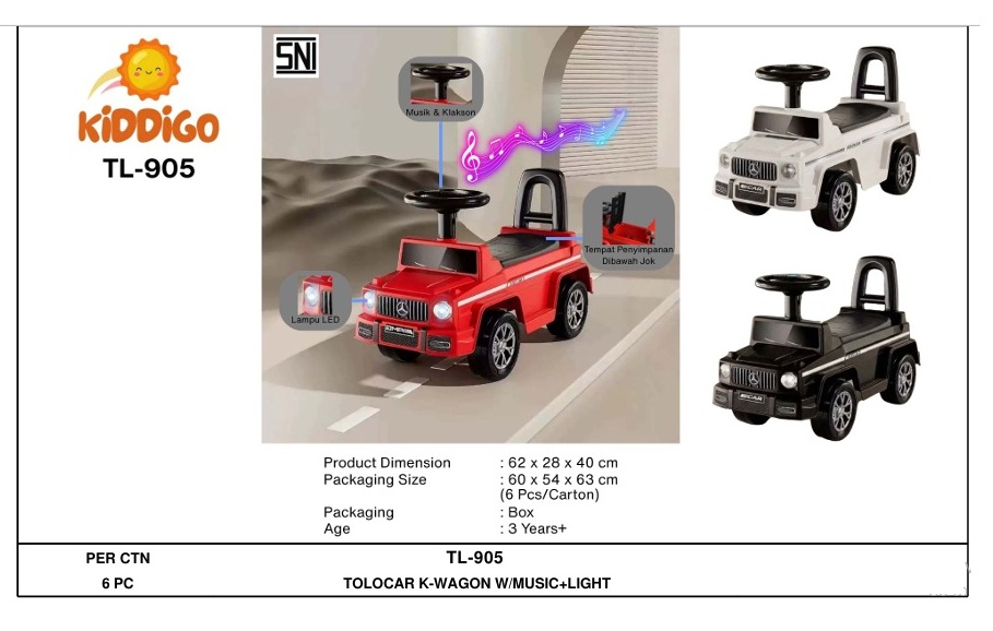 Tunggangan Mobil B/O Musik Lampu Kiddigo Ride On Car 1 Inner 1 Pcs Box @6