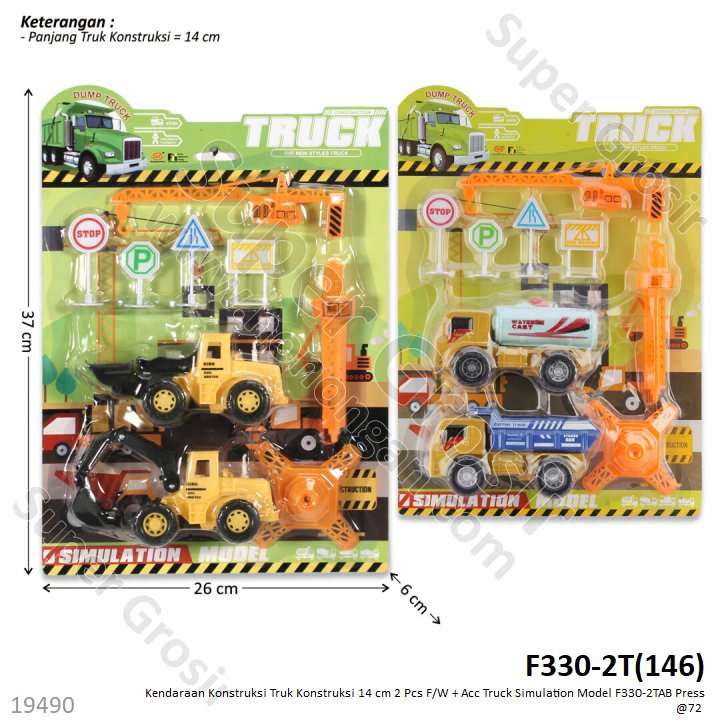 Truk Konstruksi Set 14 cm 2 Pcs F/W + Acc Tower Crane Truck Simulation Konstruksi Press @72