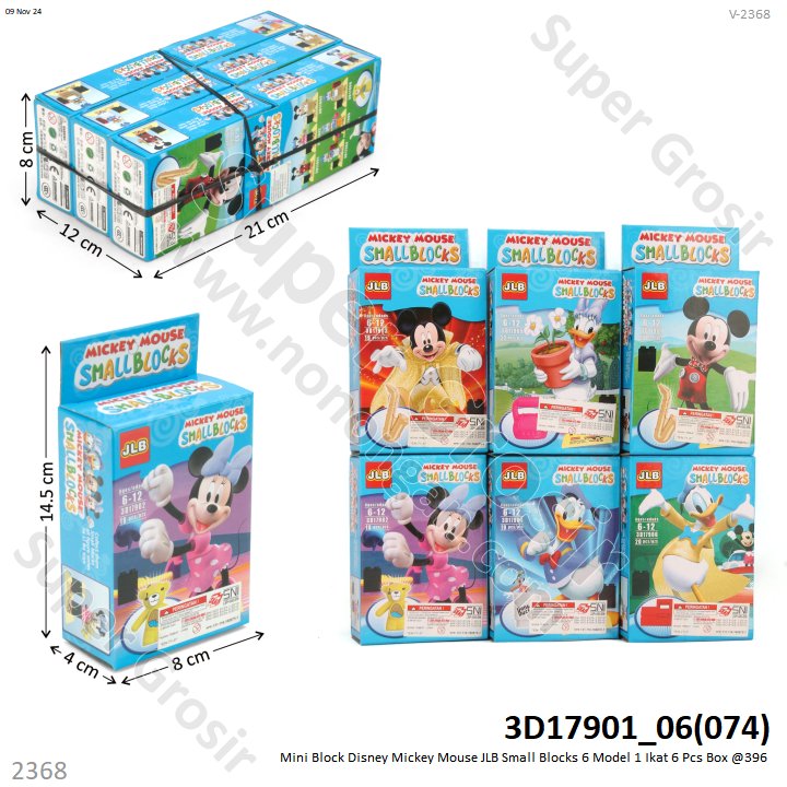Mini Block Figure Disney JLB Mickey Mouse Small Blocks 6 Model 1 Ikat 6 Pcs Box @396
