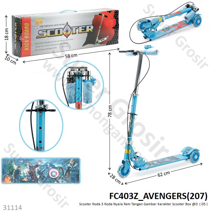 Scooter Roda 3 Roda Nyala Rem Tangan Gambar Karakter Scooter Box @10