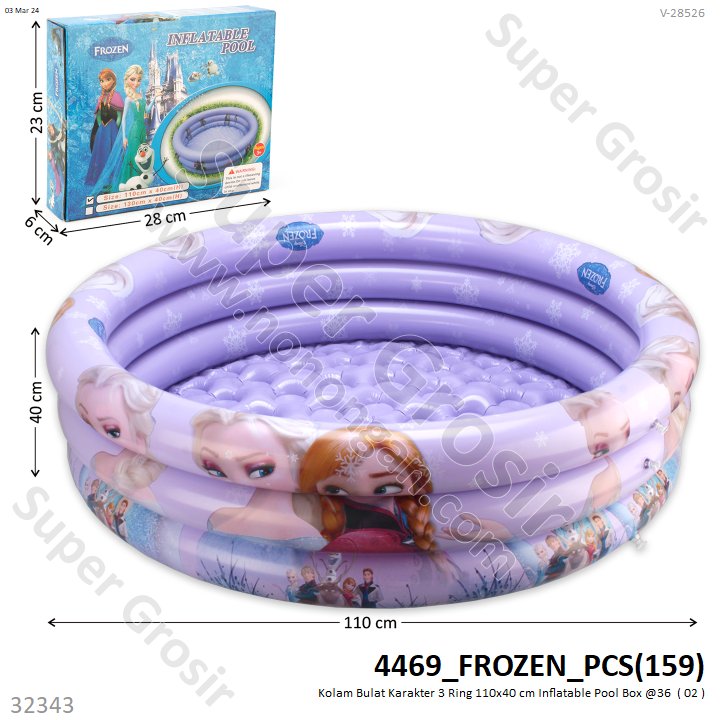 Kolam Bulat Karakter 3 Ring 110x40 cm Inflatable Pool Box @36
