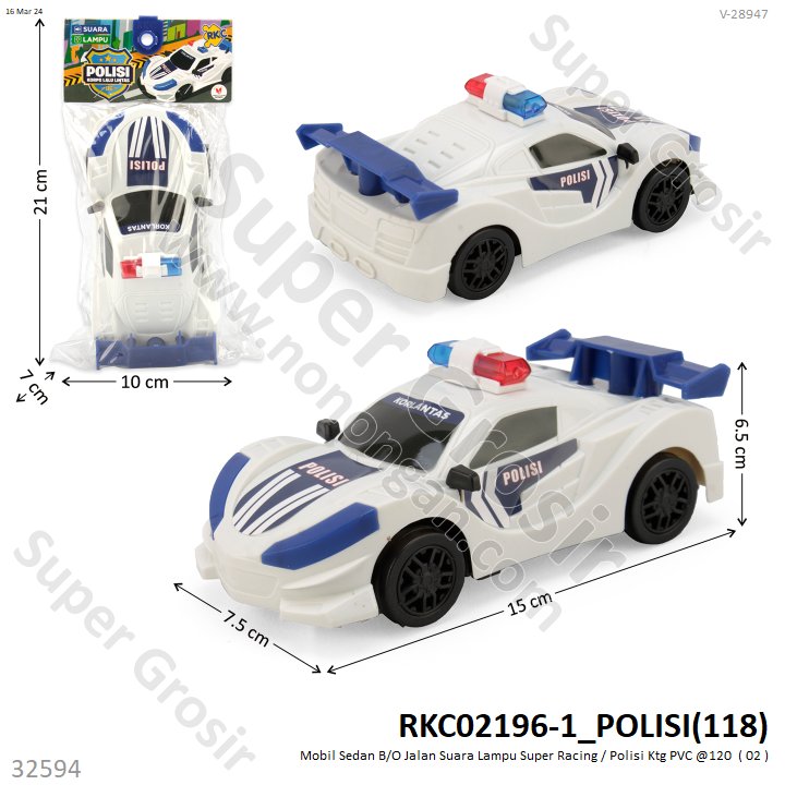 Mobil B/O Jalan Suara Lampu Super Racing / Polisi Ktg PVC @120