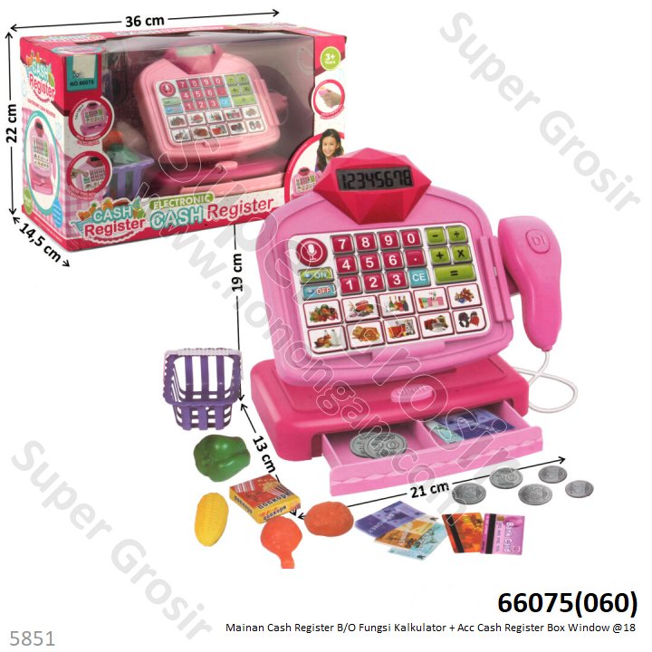 Mainan Kasir Cash Register B/O Fungsi Kalkulator + Acc Cash Register Box Window @18