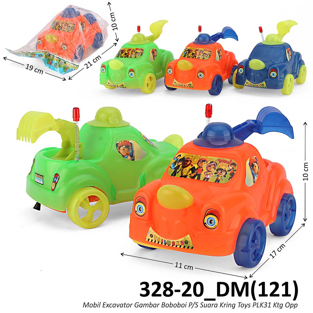 Mainan Tarik Mobil Kring Gambar Boboiboy 2 Varian (Excavator / Crane) 4 Warna P/S 17 cm LQ14-37 Toys Ktg Opp @100