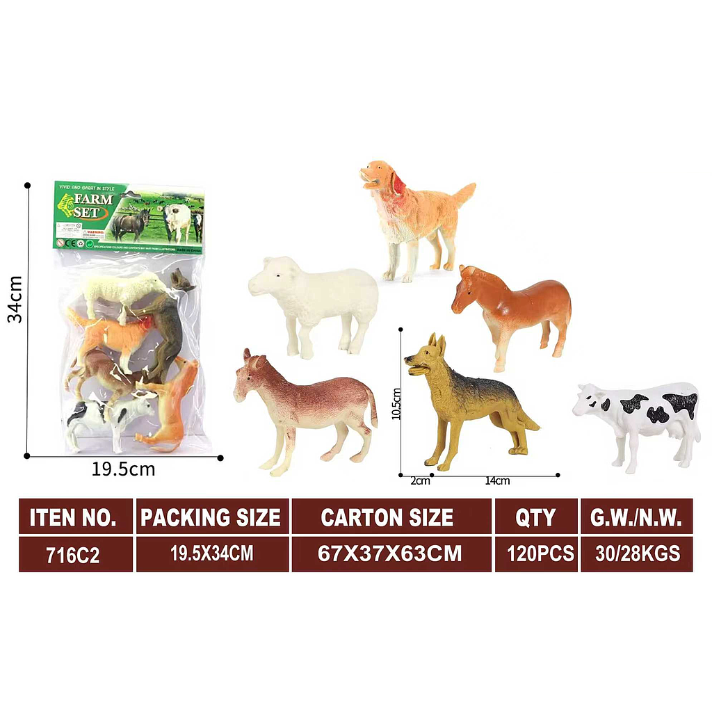 Hewan Ternak Set 6 Pcs Farm Set 1 Inner 60 Pcs Ktg PVC @120