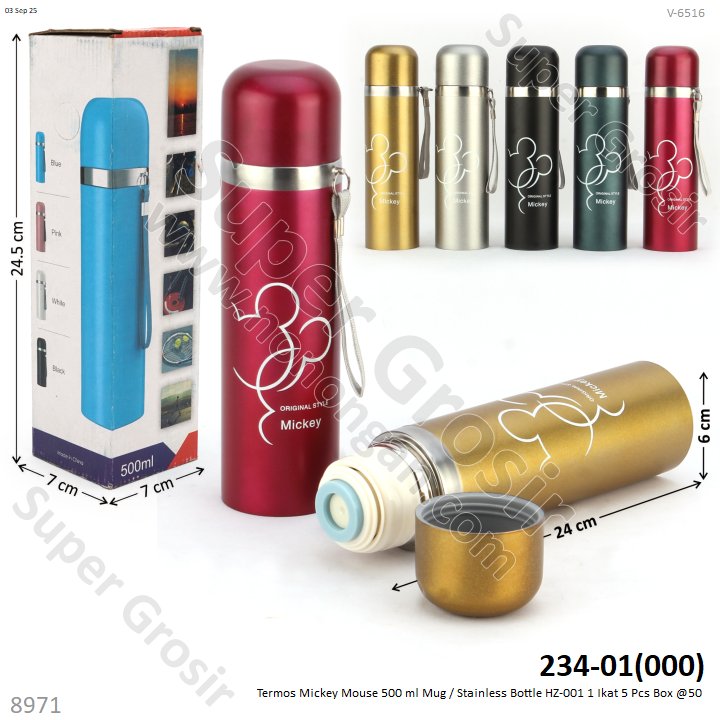 Termos Mickey Mouse 500 ml Mug / Stainless Bottle HZ-001 1 Ikat 5 Pcs Box @50