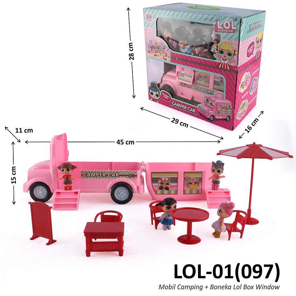 Mobil Kemah + Boneka Skala L.O.L Camper Car Box Window @18