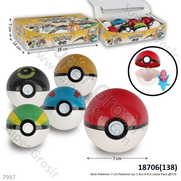 Bola Pokemon 7 cm Pokemon Go 1 Box 8 Pcs Loose Pack @576
