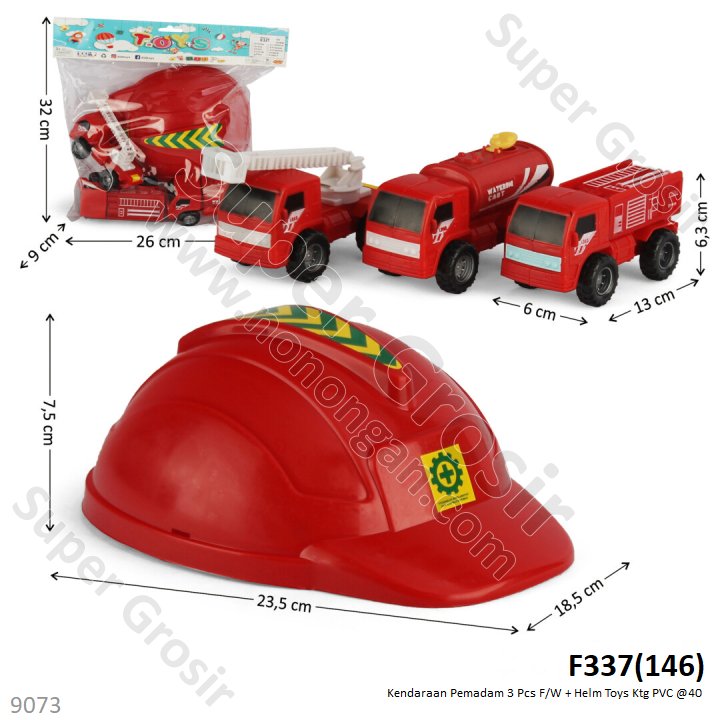 Truk Damkar Set 3 Pcs F/W + Helm Toys Ktg PVC @40