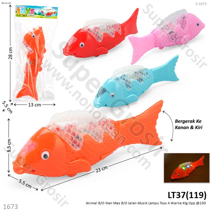 Hewan Ikan B/O Jalan Musik Lampu Toys Ktg Opp @230