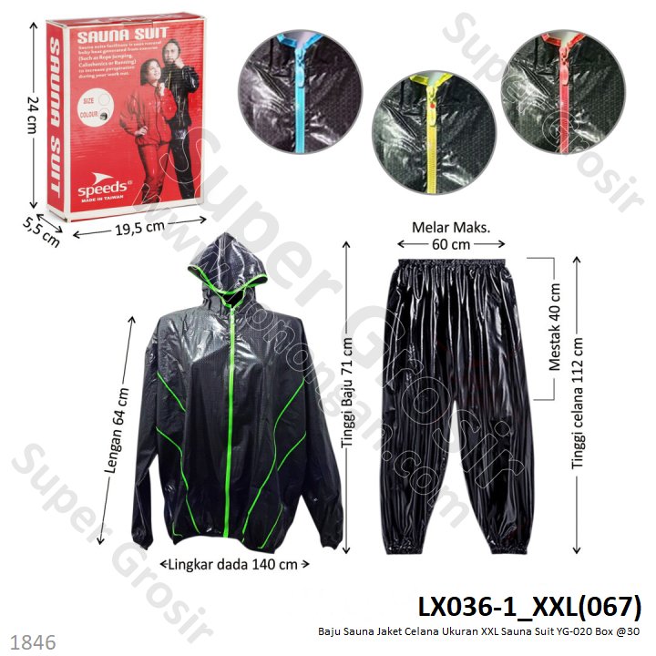 Baju Sauna Jaket Celana Ukuran XXL Sauna Suit Speeds YG-020 Box @30