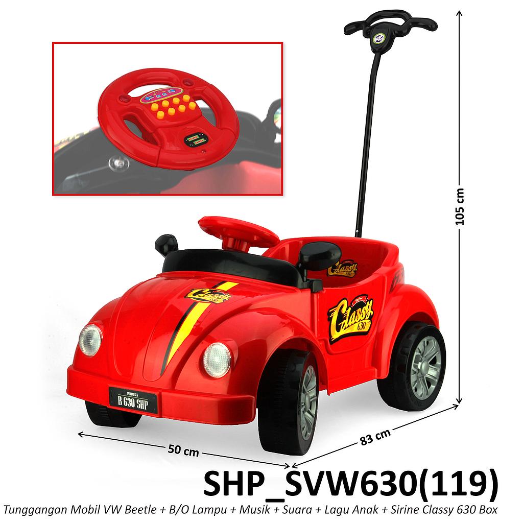 Tunggangan Dorong Mobil VW Beetle B/O Lampu Musik Suara Lagu Anak Sirine + Dorongan Classy 630 Box @1