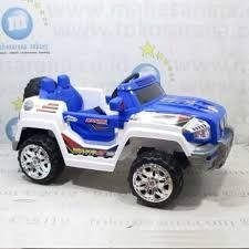 Mobil Aki Jeep Biru Putih @1