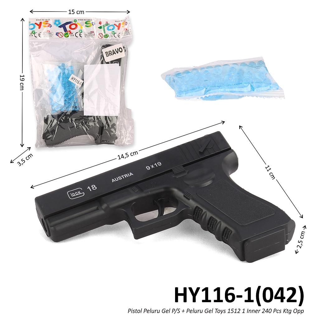 Pistol Peluru Gel + Peluru Gel Toys 1512 1 Inner 160 Pcs Ktg Opp @320