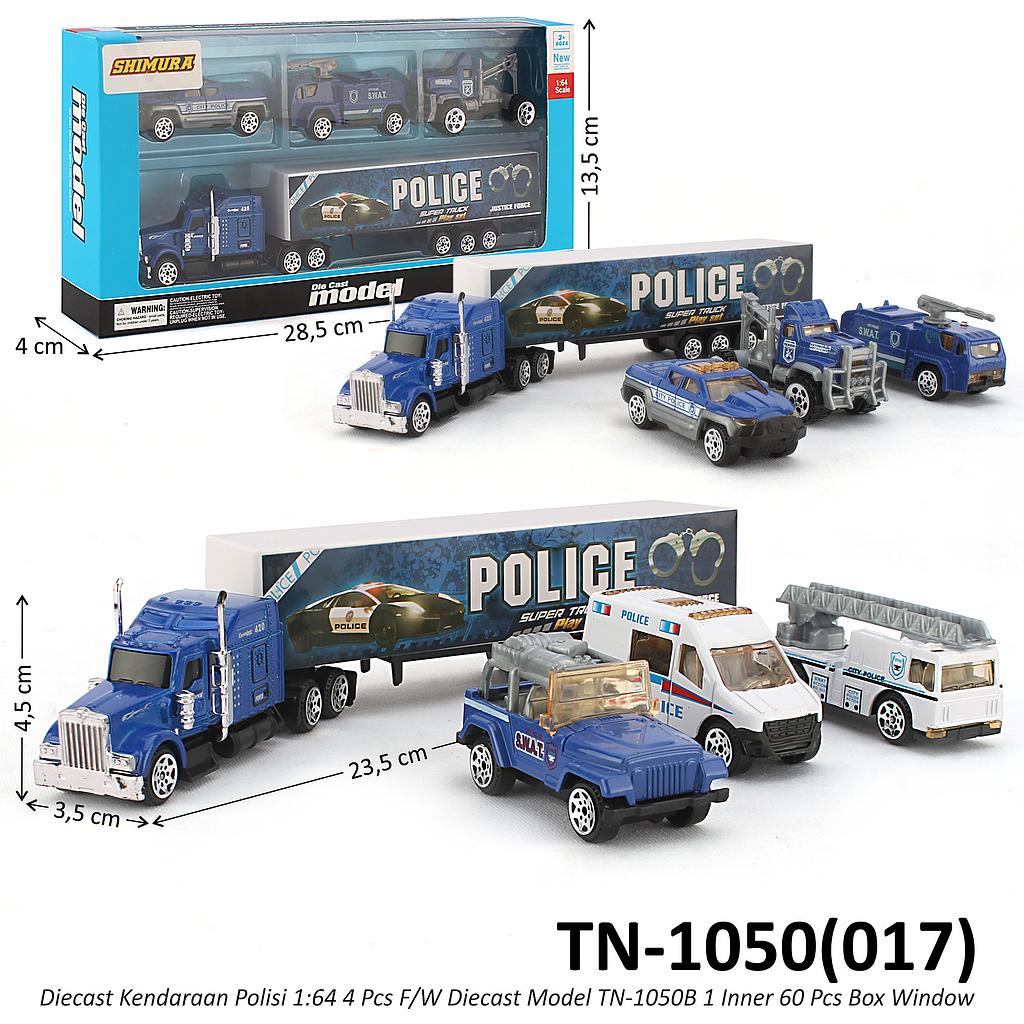 Diecast Kendaraan Polisi 1:64 4 Pcs F/W Diecast Model TN-1050B 1 Inner 60 Pcs Box Window @120