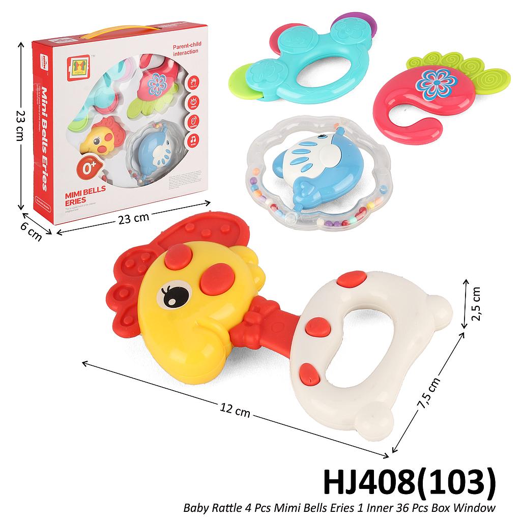 Baby Rattle 4 Pcs Mimi Bells Eries 1 Inner 36 Pcs Box Window @72