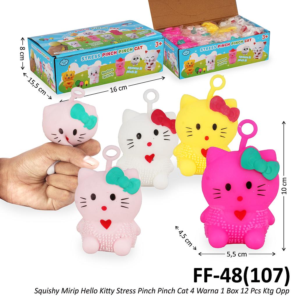Squishy Hello Kitty Stress Pinch Pinch Cat 1 Box 12 Pcs Ktg Opp @288