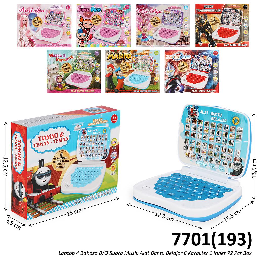 Mainan Edukasi Laptop 4 Bahasa B/O Suara Musik  Alat Bantu Belajar 8 Karakter 1 Inner 72 Pcs Box @144