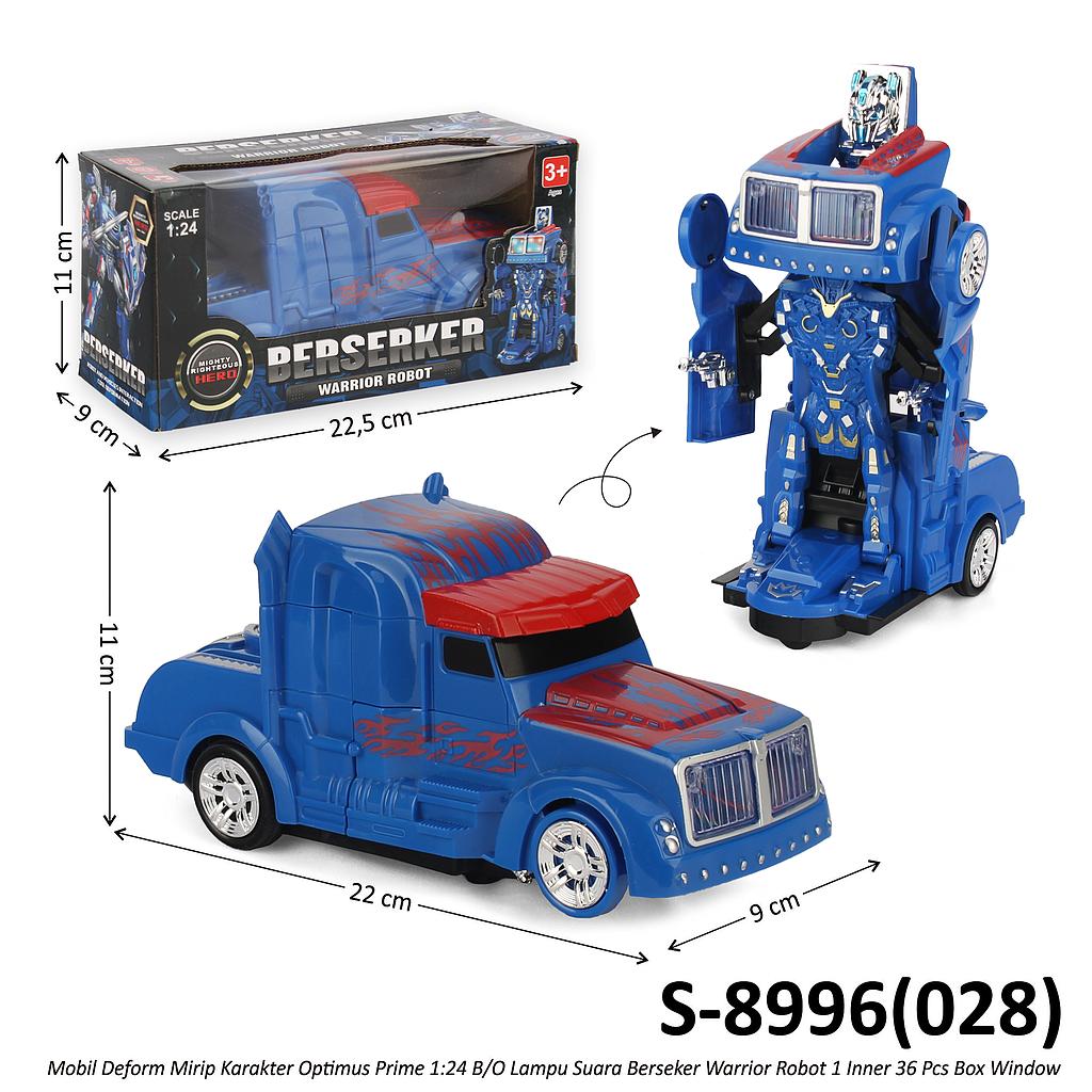 Truk Optimus Prime 1:24 B/O Jalan Deform Lampu Suara Berseker Warrior Robot 1 Inner 36 Pcs Box Window @72