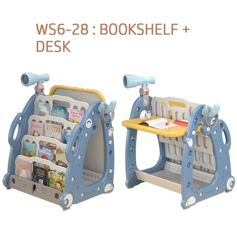 Rak Buku Anak 2 In 1 + Meja Belajar dan Kursi + Acc Box @1