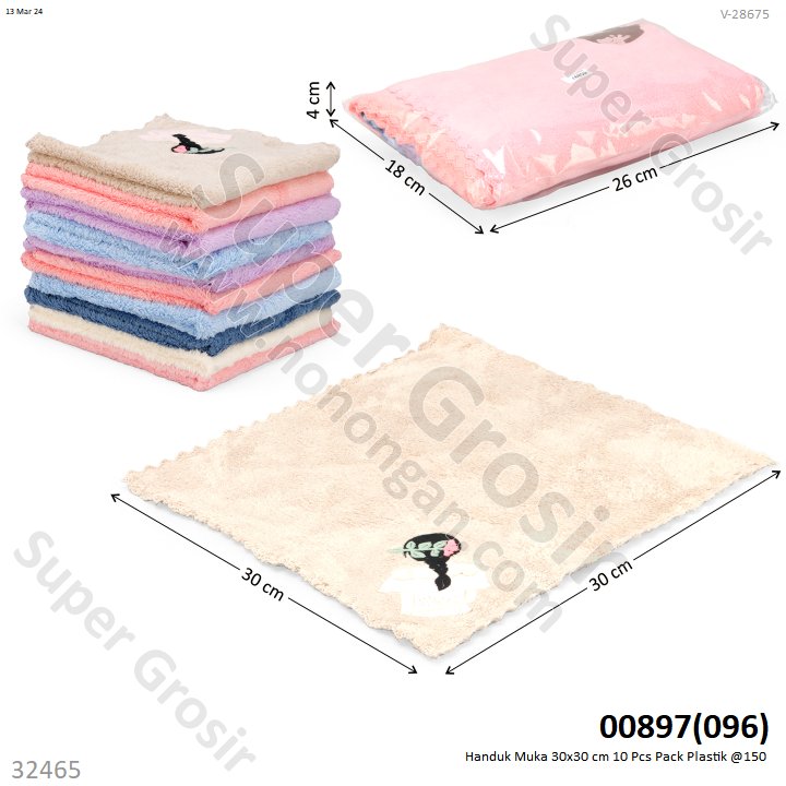 Handuk Muka 30x30 cm 10 Pcs Pack Plastik @150