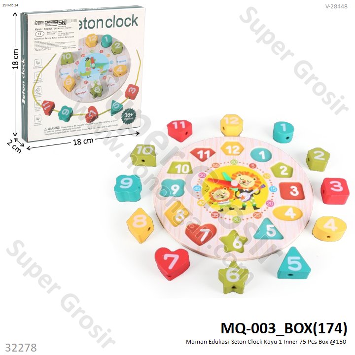 Seton Clock Kayu 1 Inner 75 Pcs Box @150