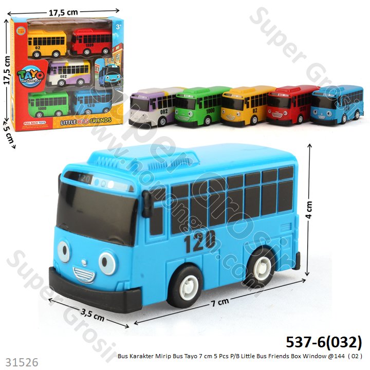 Bus Tayo 7 cm 5 Pcs P/B Little Bus Friends Box Window @144