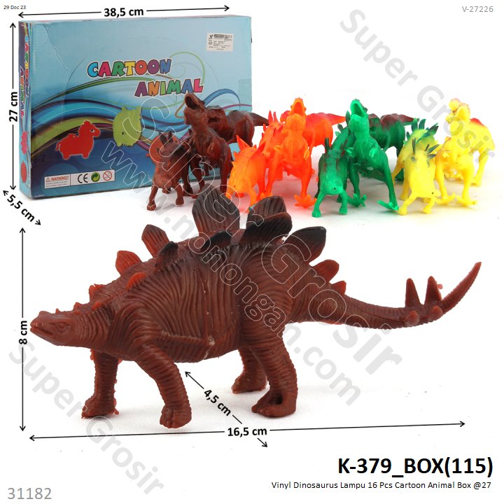 Squishy Dinosaurus Lampu 16 Pcs Cartoon Animal Box @27