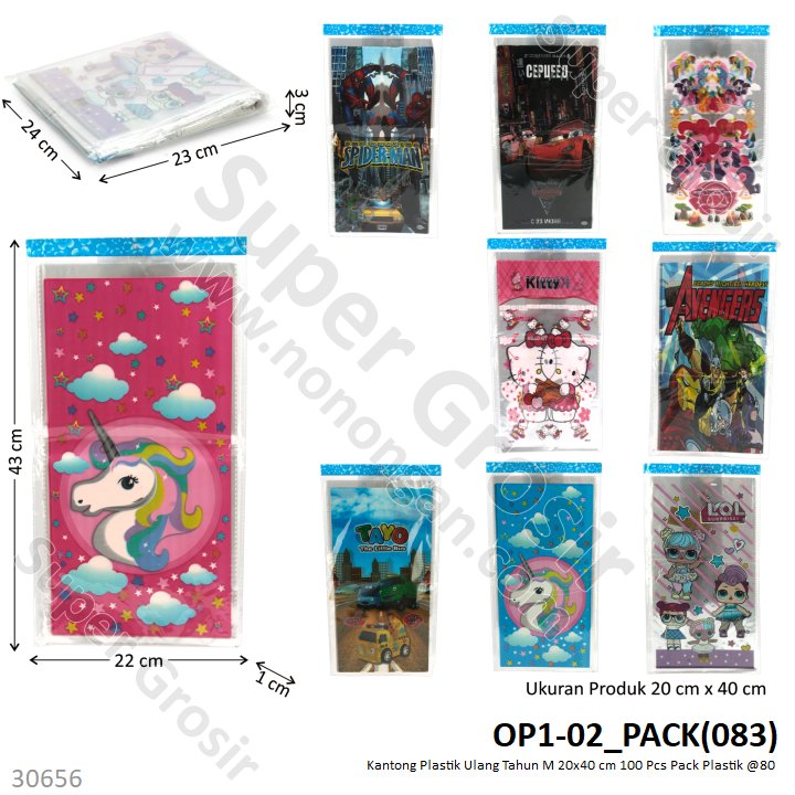 Kantong Plastik Ulang Tahun M 20x40 cm 100 Pcs Pack Plastik @80