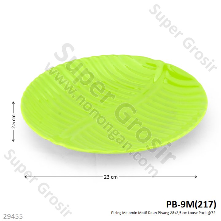 Piring Melamin Motif Daun Pisang 23x2,5 cm Loose Pack @72