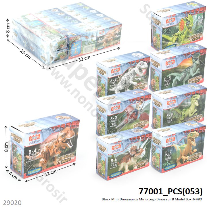 Mini Block Dinosaurus YG Dinosaur 8 Model 1 Pack 16 Pcs Box @480