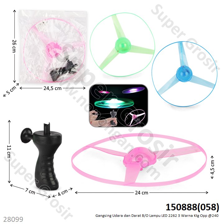 Gangsing UFO Tarik 2 In 1 Terbang Udara dan Darat B/O Lampu LED 2262 3 Warna Ktg Opp @240