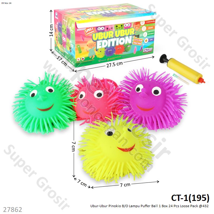 Ubur-Ubur Pinokio B/O Lampu Puffer Ball 1 Box 24 Pcs Loose Pack @432