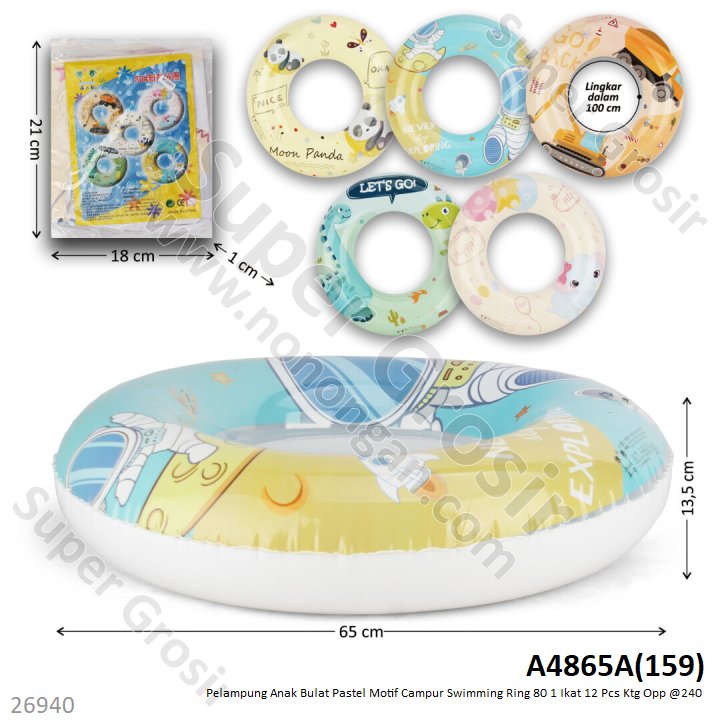 Pelampung Bulat Karakter Pastel Ring 80 D 65 cm LD 100 cm Swimming 1 Ikat 12 Pcs Ktg Opp @240